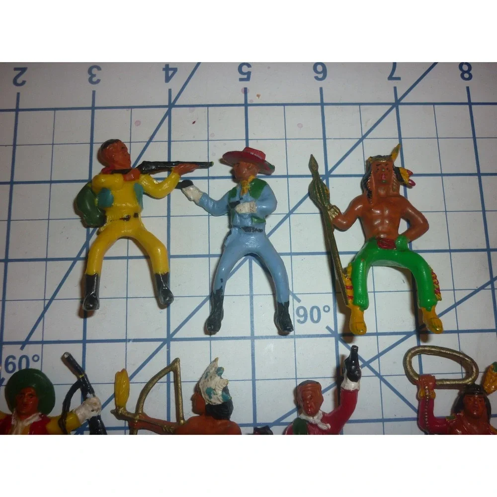 Starlux France Plastic Rider Figures Lot 7 Cowboys Native Americans Vintage 3